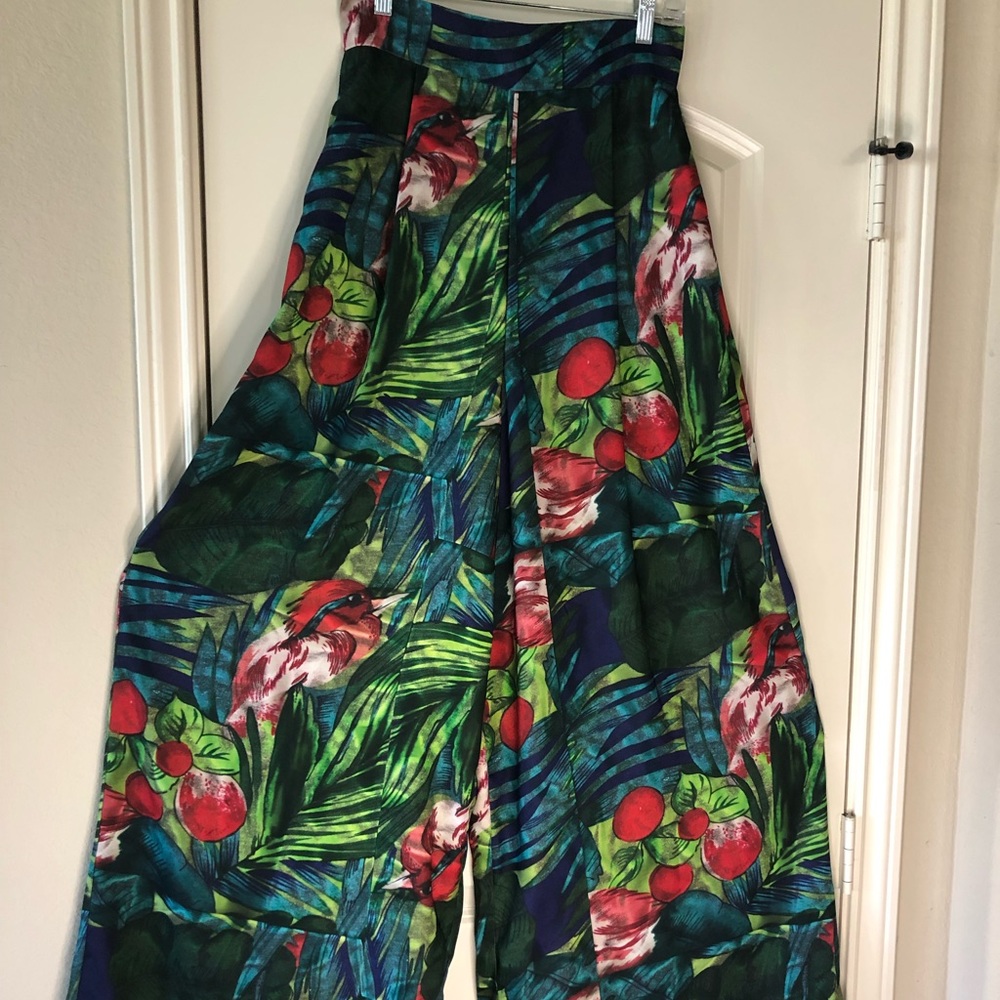 Fe Noel Tropical Print Wide-Leg Pants